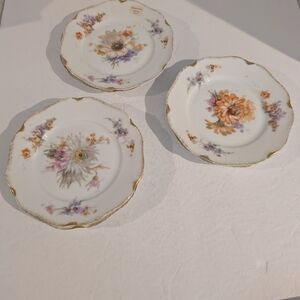 Rosenthal Bavaria Set Of 6 Bread/Dessert Plates Floral Design Vintage